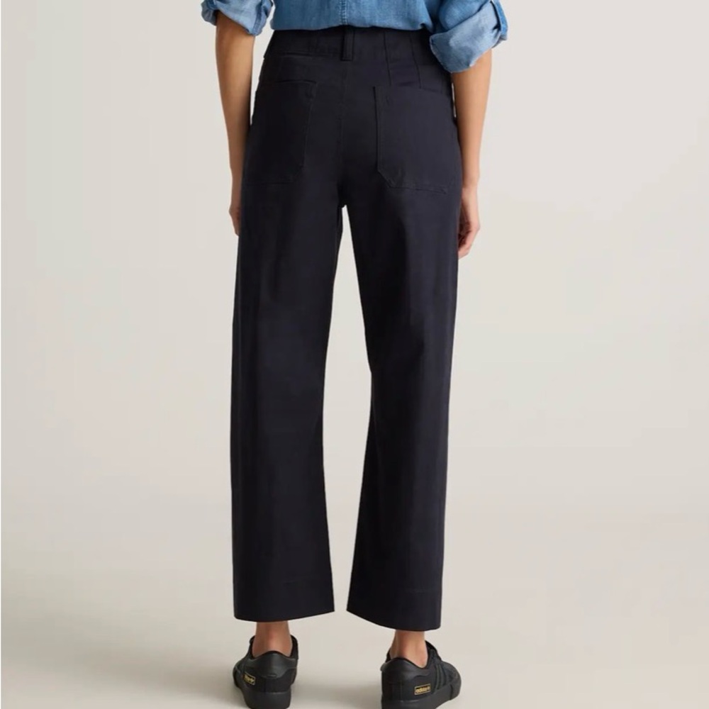 Quince Black Organic Stretch Cotton Chino Cropped Wide Leg Pants 6